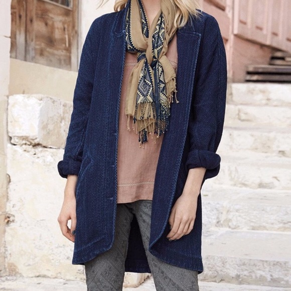 Wrap London Jackets & Blazers - Wrap London Imogen Indigo Dyed Oversized Textured Jacket 12
